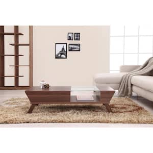 Fawren 47.3 in. Walnut Rectangle Wood Coffee Table with 1-Shelf