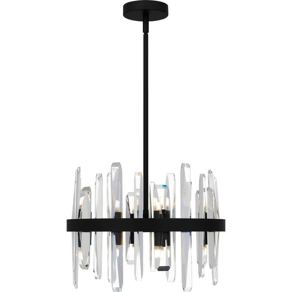 Regal Matte Black and Clear Glass 8-Light Pendant