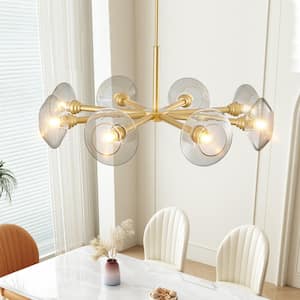 36 in. 8-Light Modern Gold Sputnik Chandelier with Clear Glass Shades for Dining Room, Living Room, Kitchen