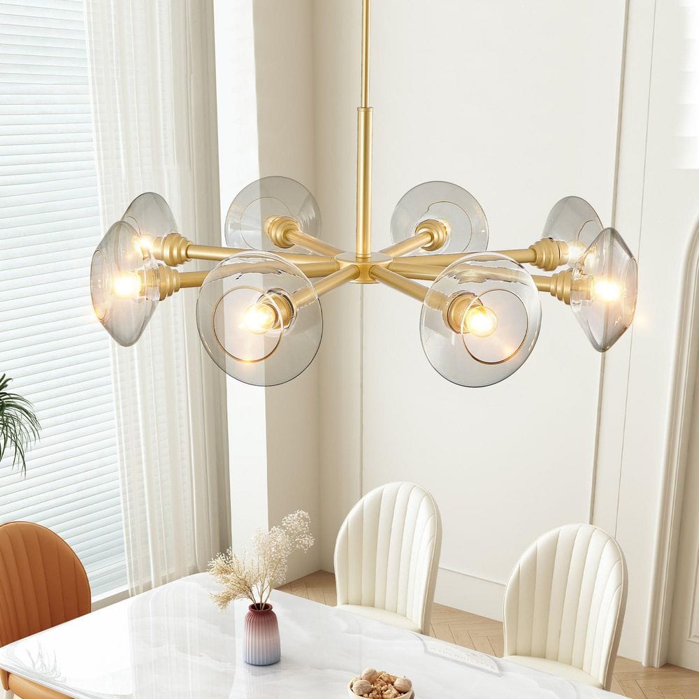 36 in. 8-Light Modern Gold Sputnik Chandelier with Clear Glass Shades for Dining Room, Living Room, Kitchen price history on PriceWatchPro
