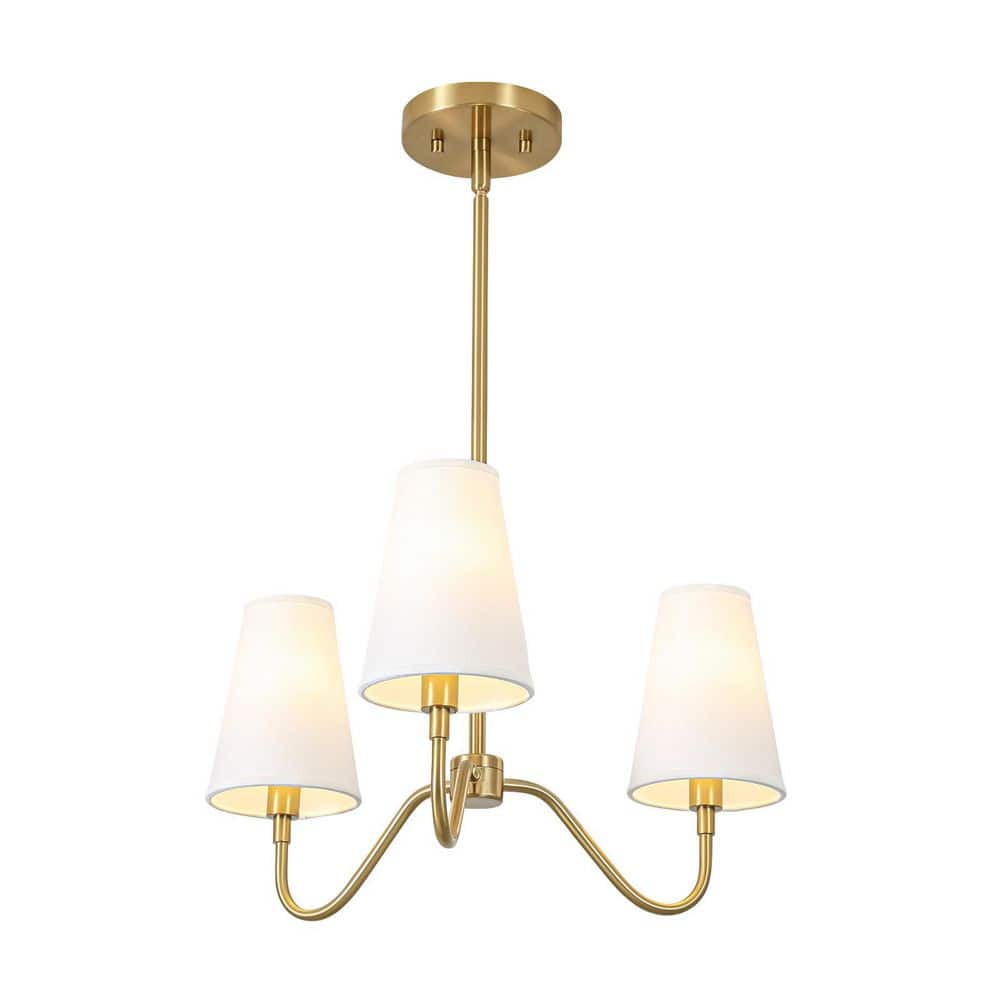 Beckett 3-Light 19.7-in Modern Brass Cone Fabric Shade Pendant Light price history on PriceWatchPro