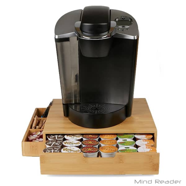 Mind Reader 36-Capacity Bamboo Brown K-Cup Storage Drawer with Side Caddy