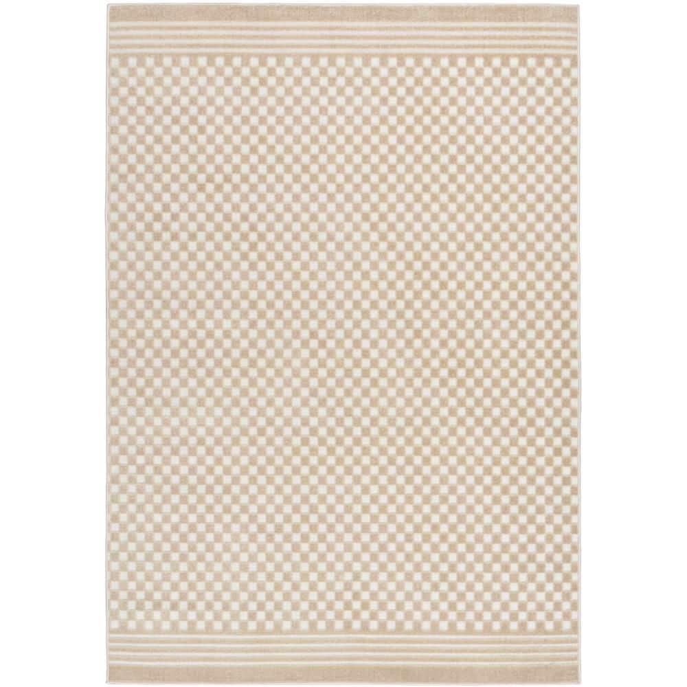 Beige Synthetic Rectangular 5' x 7' Modern Area Rug
