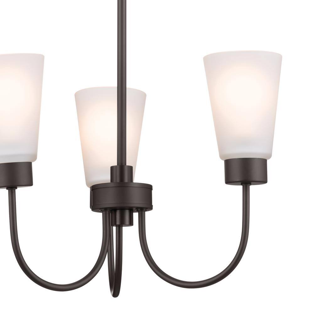 Erma 18" Olde Bronze Traditional Chandelier with White Glass Shades