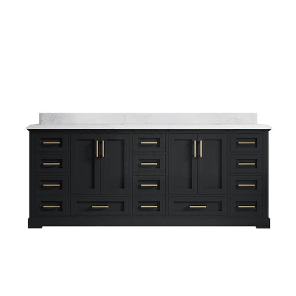 Willow Collections Boston 84 in. W x 22 in. D x 36 in. H Double Sink Bath Vanity in Wrought Iron with 1.5 in. Empira White qt. Top