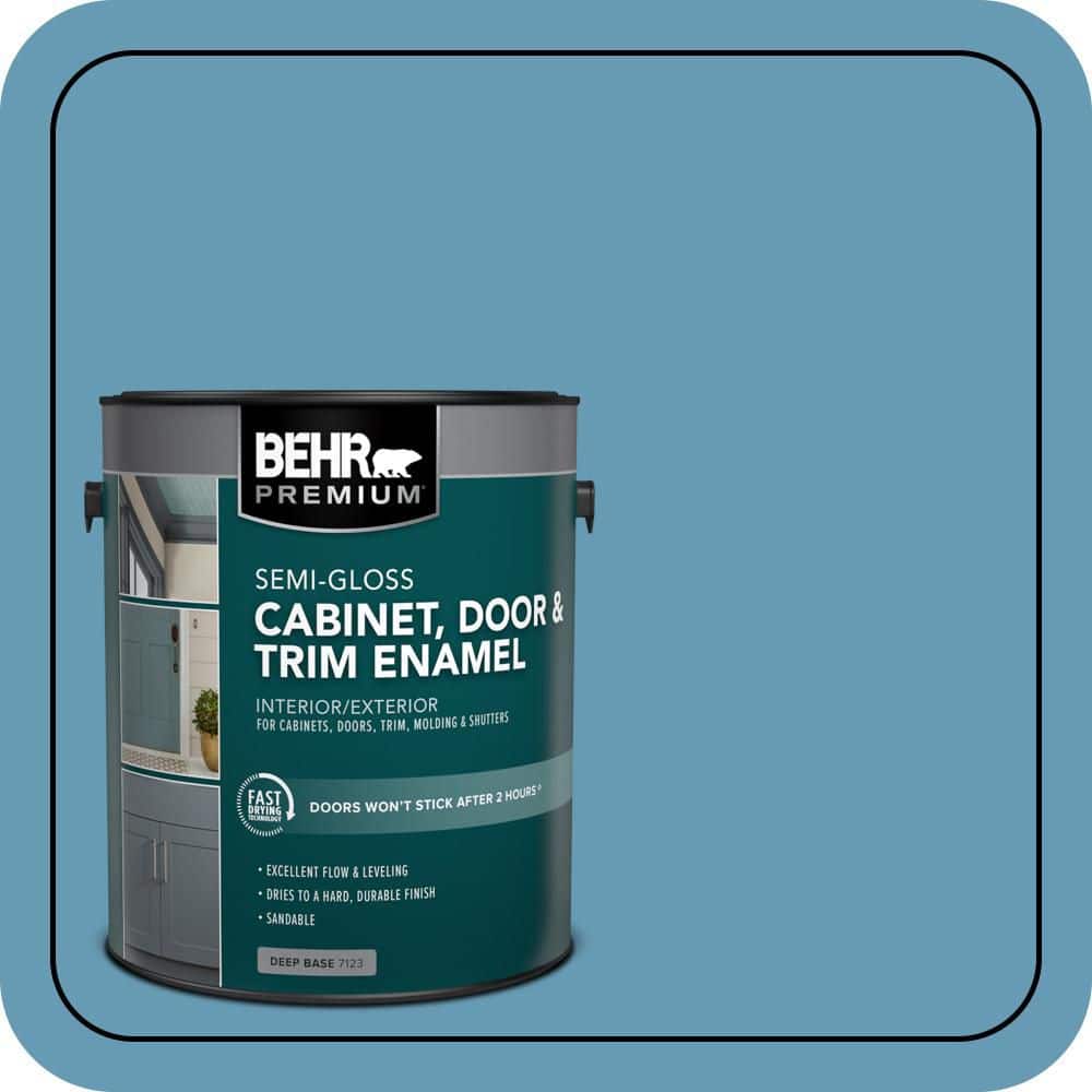 BEHR PREMIUM 1 gal. #S490-4 Yacht Blue Semi-Gloss Enamel Interior