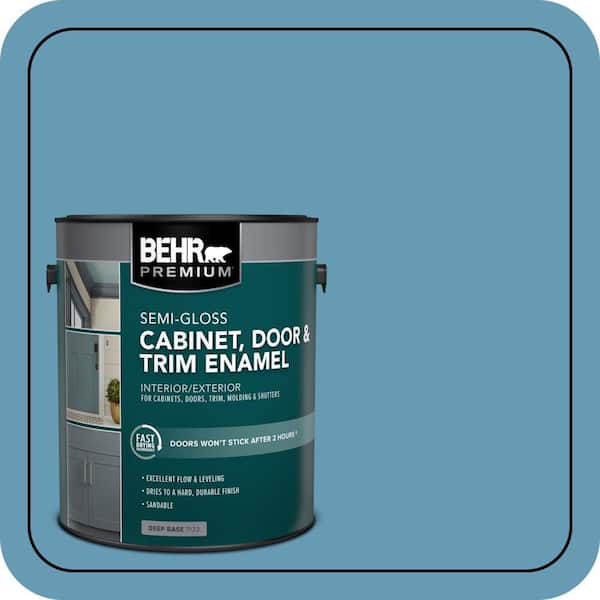 1 gal. #S490-4 Yacht Blue Semi-Gloss Enamel Interior/Exterior Cabinet, Door & Trim Paint