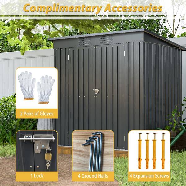 6 ft. x 4 ft. Outdoor Metal Storage Shed, All Weather, with