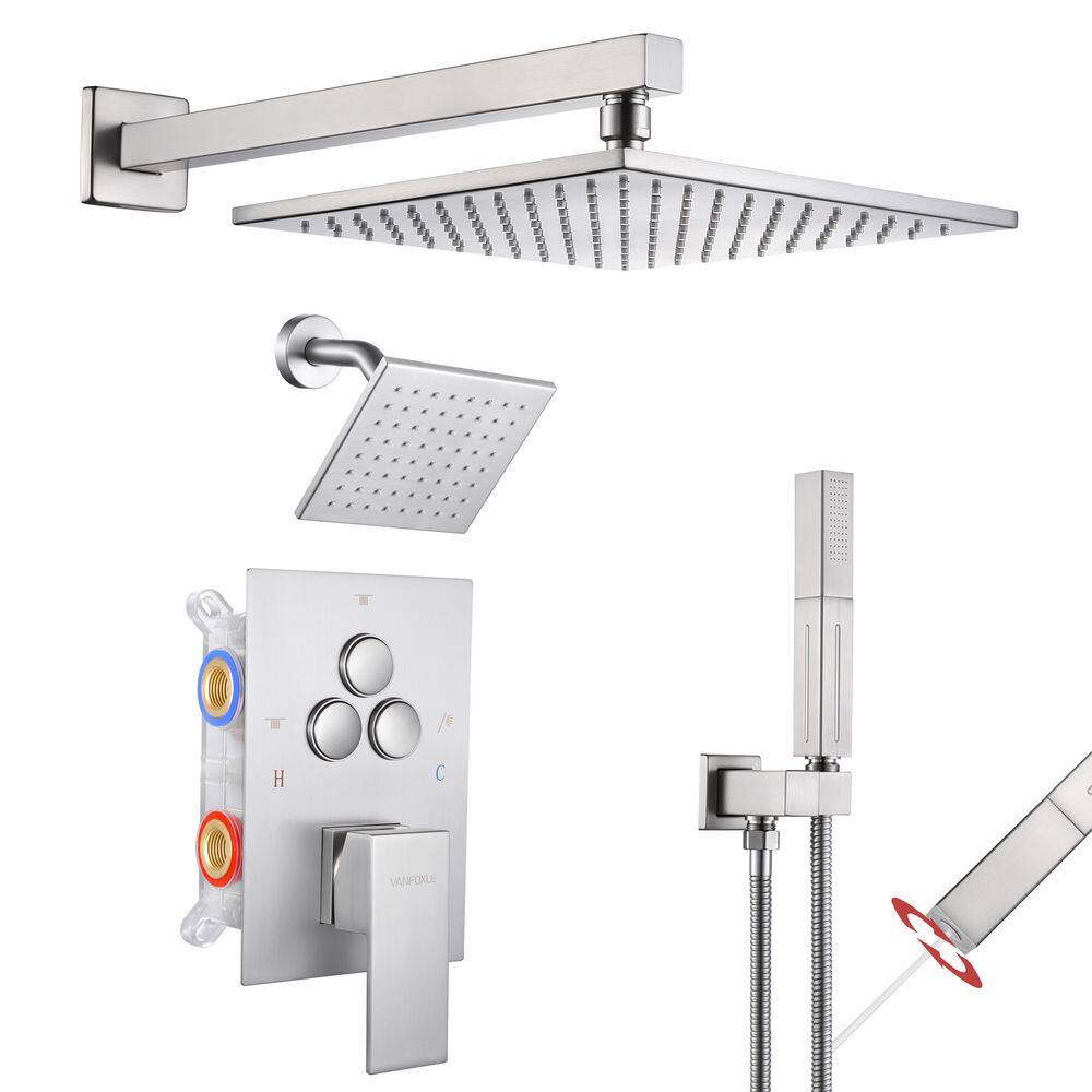 Luxury Single Handle 2-Spray Shower Faucet 1.8 GPM with 10 in. Rainfall and Pressure Balance Valve in Brushed Nickel price history on PriceWatchPro