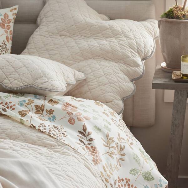 The Company Store Company Cotton Autumus Leaf Cream Multi Cotton Percale Euro Sham 51293F E CRM MUL The Home Depot