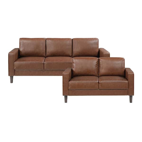 Lazzara Apollo 77 in. W Square Arm Faux Leather Rectangle 2-Piece