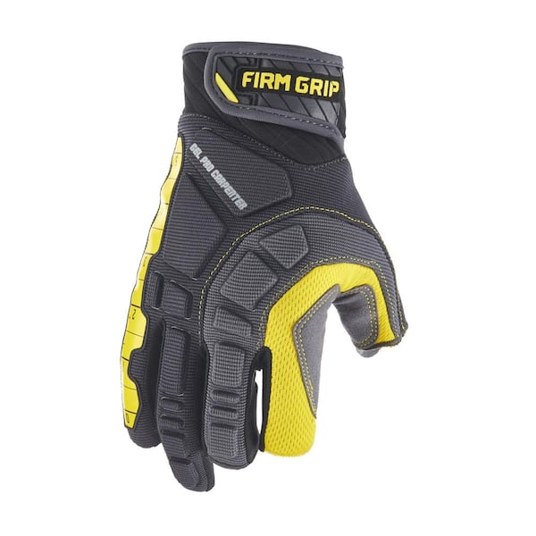 Firm Grip Tough Utility Gloves, 3 Pairs Red, Gray, Yellow, Large