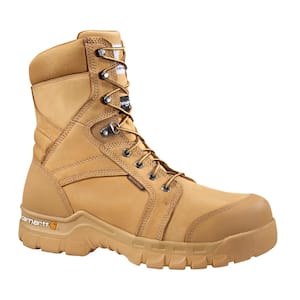 Carhartt Men s Rugged Flex Waterproof 6 Work Boots Soft Toe Wheat Size 14 W CMF6056 14W The Home Depot