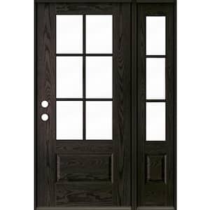 Farmhouse 50 in. x 80 in. 6-Lite Right-Hand/Inswing Clear Glass Baby Grand Stain Fiberglass Prehung Front Door with RSL