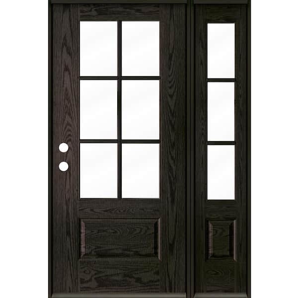 Krosswood Doors Farmhouse 50 in. x 80 in. 6-Lite Right-Hand/Inswing Clear Glass Baby Grand Stain Fiberglass Prehung Front Door with RSL