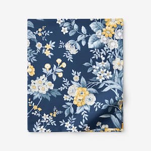 Legends Hotel Palmeros Wrinkle-Free Navy Multi Floral Sateen Queen Flat Sheet