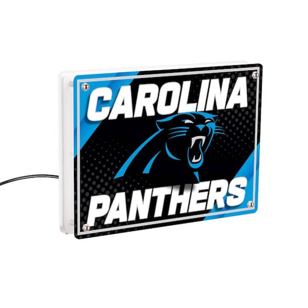 Evergreen Carolina Panthers NFL Football Black Rectangle Desklite LED Decor
