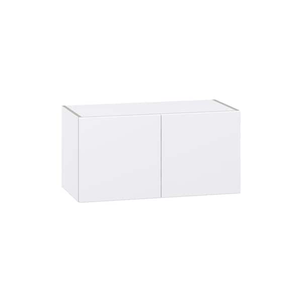 J COLLECTION Fairhope Bright White Slab Assembled Wall Microwave Shelf Kitchen Cabinet (30 in. W X 15 in. H X 18 in. D)