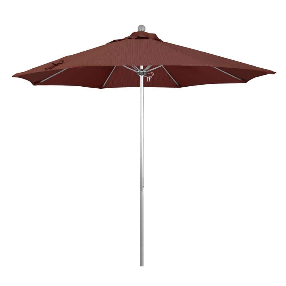 9 ft. Silver Aluminum Commercial Market Patio Umbrella with Fiberglass Ribs and Push Lift in Terrace Adobe Olefin price history on PriceWatchPro