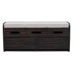 Espresso Dining Bench without Back with 2 Storage Drawers 43 in .
