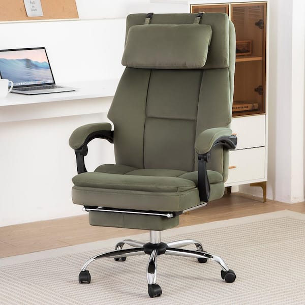 Unbranded Frosted Velvet Swivel Ergonomic Office Chair Executive Chair High Back Boss Chair 155° Reclining Computer Chair in Green