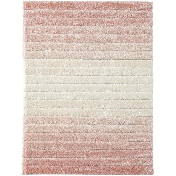LUXE WEAVERS Lantanas Collection Pink 5x7 Shag Geometric Abstract Polypropylene Area Rug