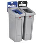 46 Gal. 2-Stream Landfill/Mixed Recycling Slim Jim Indoor Recycling Station Kit