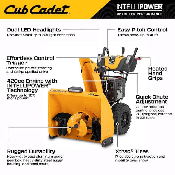 3X 30 in. HD 420cc IntelliPower Three-Stage Electric Start Gas Snow Blower with Heated Grips and Steel Chute