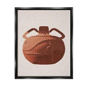 Ancient Clay Urn Modern Still Life Brown Pottery by Daphne Polselli Floater Frame Culture Wall Art Print 31 in. x 25 in.