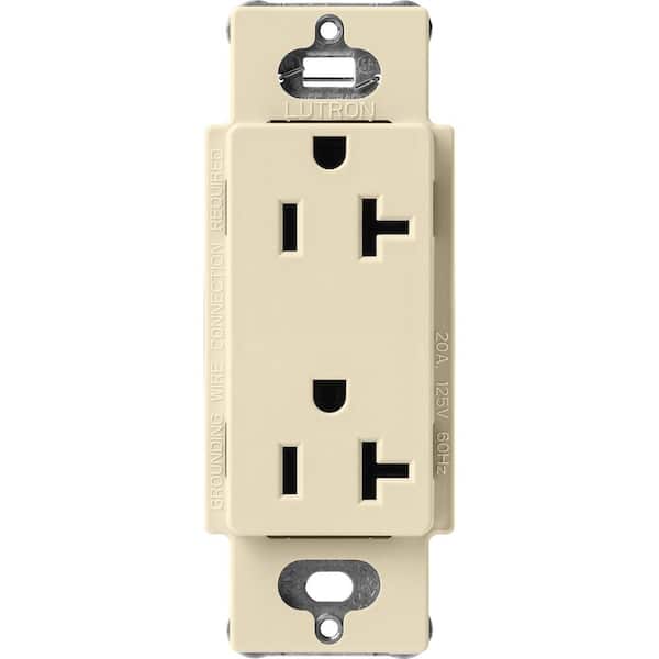 Lutron Claro 20 Amp Duplex Outlet, Sand (SCR-20-SD)