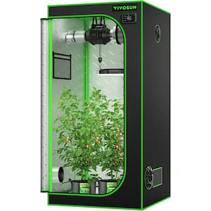 3 ft. x 3 ft. Mylar Hydroponic Grow Tent with Observation Window and Floor Tray
