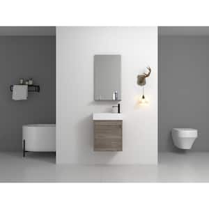 18.1 in. W x 10.2 in. D x 22.8 in. H Floating Wall Bath Vanity in Gray with White Resin Sink and Top, Soft Close Door