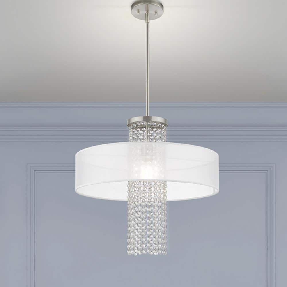 Bella Vista Brushed Nickel 1-Light Crystal Pendant Chandelier