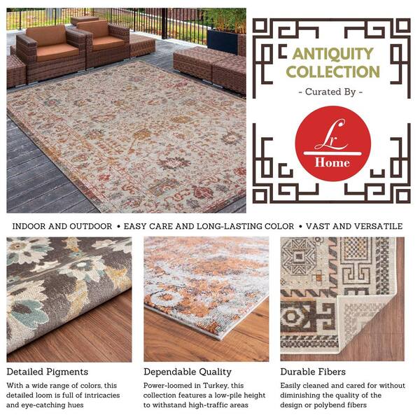 Lr Home Muted Cream Rust 5 Ft 3 In X 7 Ft 10 In Mosaic Southwestern Woven Indoor Outdoor Area Rug Antiqcab537a