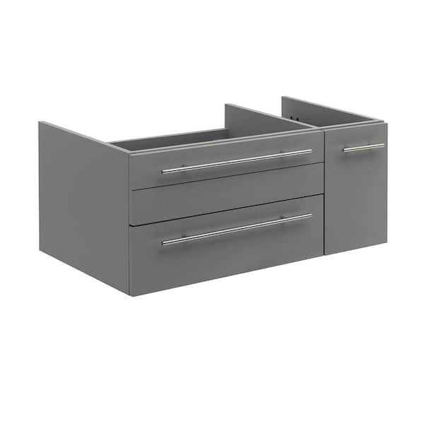 Fresca Lucera 35 in. Wall Mount Single Bath Vanity Cabinet without Top in Gray - Undermount Sink Compatible - Left Version
