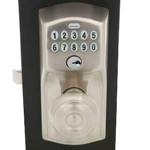 Camelot Satin Nickel Electronic Keypad Door Lock with Georgian Knob and Flex Lock