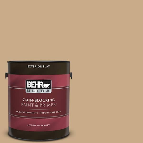 BEHR ULTRA 1 gal. #ICC-61 Toasted Grain Flat Exterior Paint & Primer