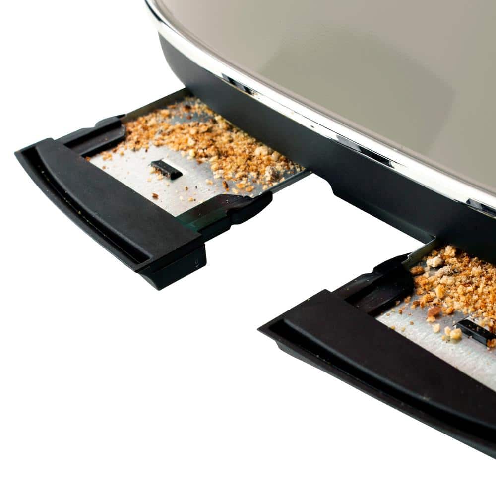 Putty Stainless Steel 4-Slice Wide Slot Toaster with Crumb Tray