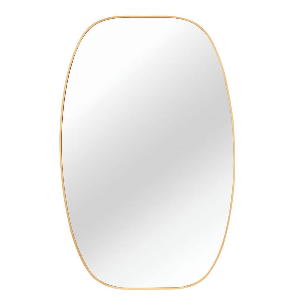 30 in. W x 48 in. H Oval Framed Wall Bathroom Vanity Mirror in Brushed Gold Modern Decorative Mirror price history on PriceWatchPro
