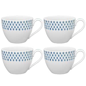 Blue Hammock 10 fl. oz. (Blue) Porcelain Tea Cups, (Set of 4)