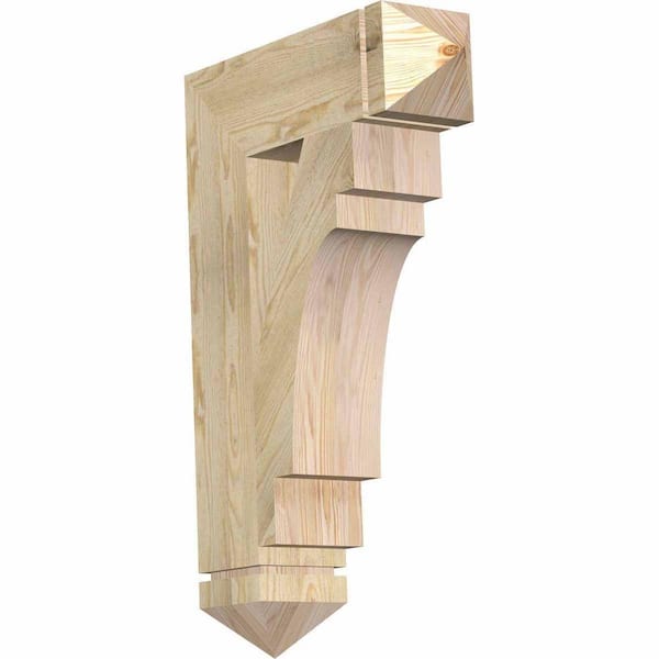 Ekena Millwork 6 in. x 34 in. x 22 in. Douglas Fir Merced Arts and Crafts Rough Sawn Bracket