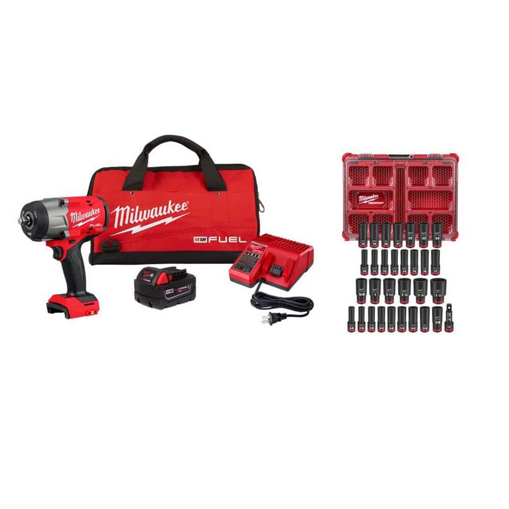 M18 FUEL 18V 1/2 in. Impact Wrench Kit w/ 5. 0Ah Battery, Bag with 1/2 in 31-Pc Metric/SAE Deep Well PACKOUT Socket Set price history on PriceWatchPro