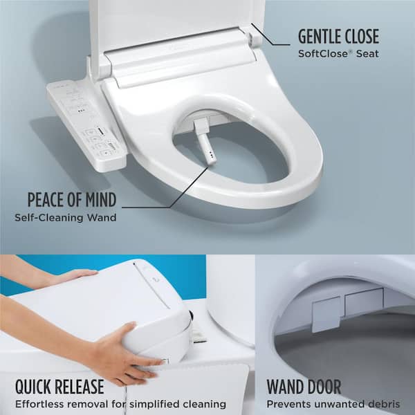Toto Kc2 Washlet Electric Heated Bidet Toilet Seat For Elongated Toilet In Cotton White Sw3024 01 The Home Depot