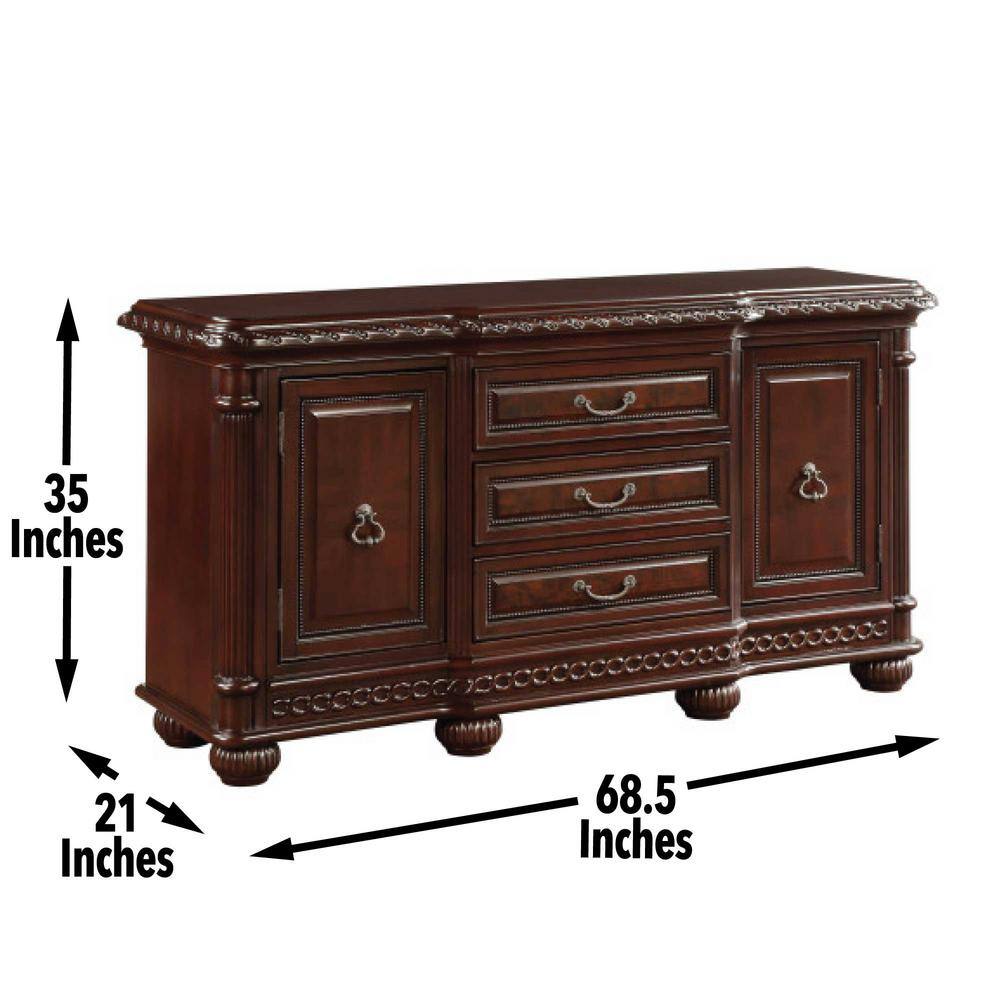 Antoinette Traditional Brown Cherry Mahogany Buffet with 3 Drawers
