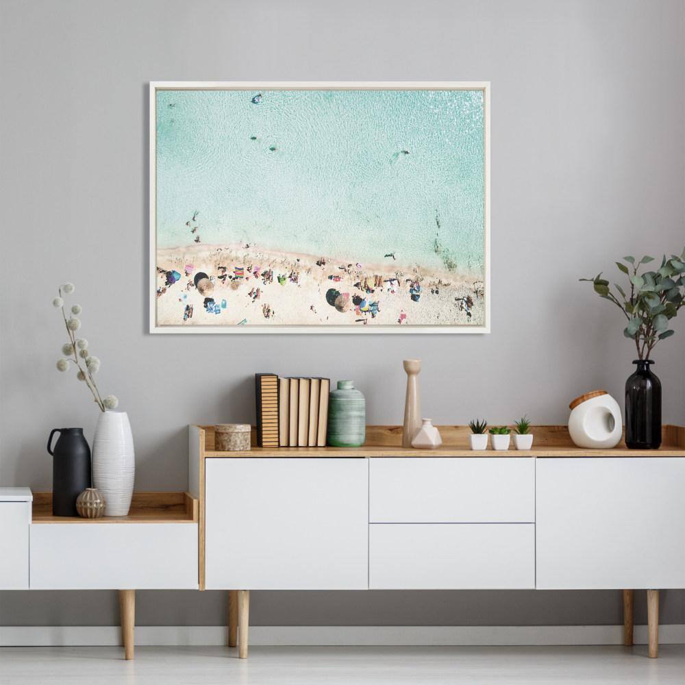 Turquoise Beach Aerial View Framed Canvas Print