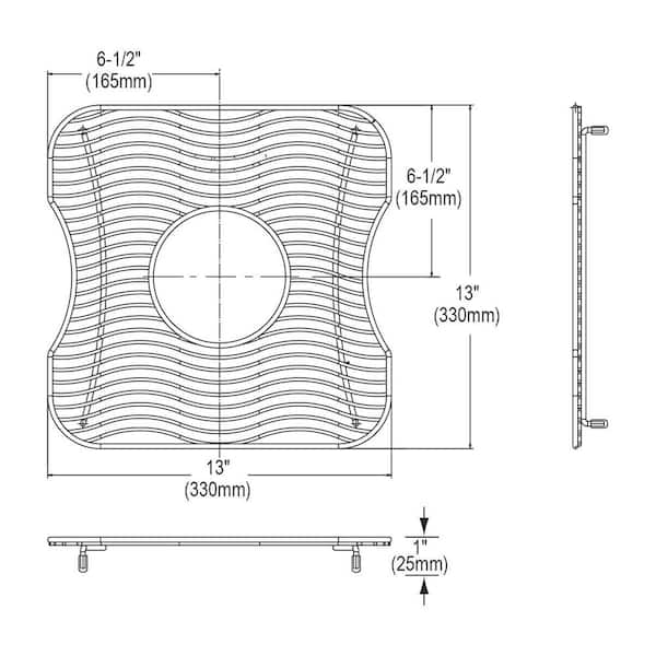 Lustertone 13 in. x 13 in. Bottom Grid for Kitchen Sink in Stainless Steel