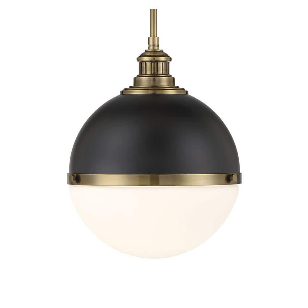 Coal and Oxidized Aged Brass Glass Orb Pendant Light