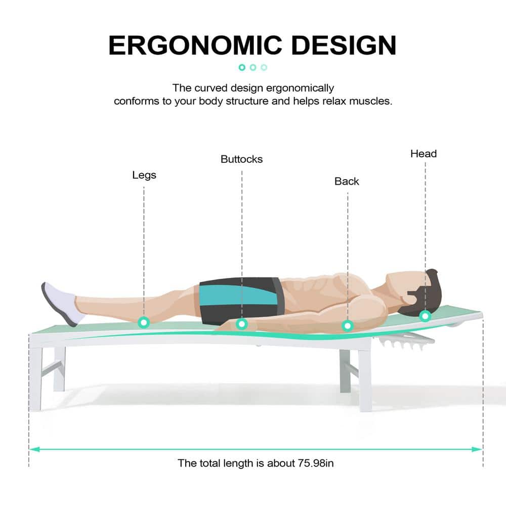 Green Aluminum Outdoor Chaise Lounge Chairs with Table Set