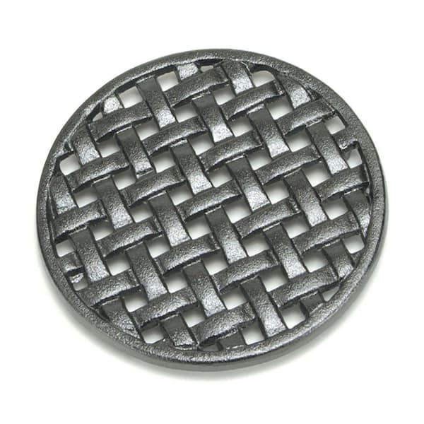 Round Cast Iron Lattice Trivet, 6.5 Inch Diameter, Black