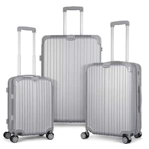 Grand Creek Nested Hardside Luggage Set in Bright Silver, 3 Piece - TSA Compliant